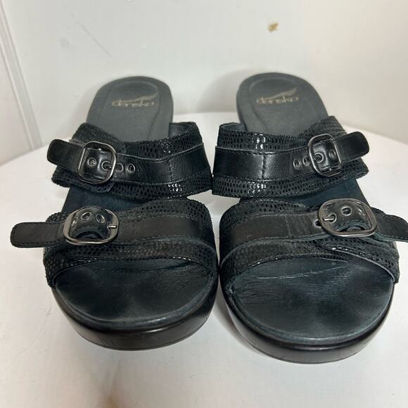 Dansko Jessie black leather slide on sandals. Size EU 38/ 7.5 - Picture 2 of 5